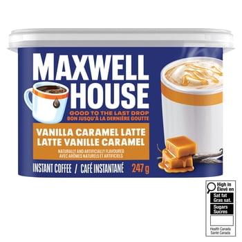 Maxwell House Vanilla Caramel Latte Instant Coffee Beverage Mix, 247 g Canister