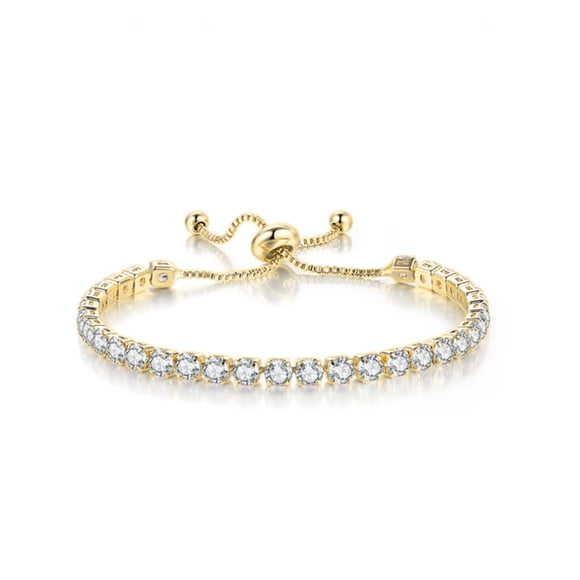 Paris Jewelry 10k Yellow Gold 7 Cttw Created Cubic Zirconia Round Adjustable Tennis Plated Bracelet