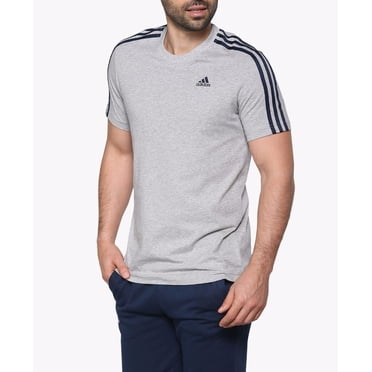 ADIDAS S98722 Essentials 3-Stripes Tee MID-GREY HEATHER Shirt COTTON ( S )