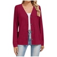 thumbnail image 3 of CFLVAEK Cardigans pour Femmes en Tricot Côtelé à Boutons, Coupe Ample, Manches Longues, Cardigans Tendance d'Automne, Cardigan Rouge m, 3 of 6