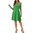 thumbnail image 2 of INSPIRE CHIC Robe Patineuse de Fête pour Femme en Maille Transparente à Manches Transparentes avec Cœurs TG Vert, 2 of 6