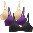 thumbnail image 1 of Aboser Womens Lightly Wireless Bras 3 Pack Smooth T-shirt Bra Body Hugging Lift Up Bralettes Full Coverage Support Bra Stretch Fit Everyday Bralettes, 1 of 5