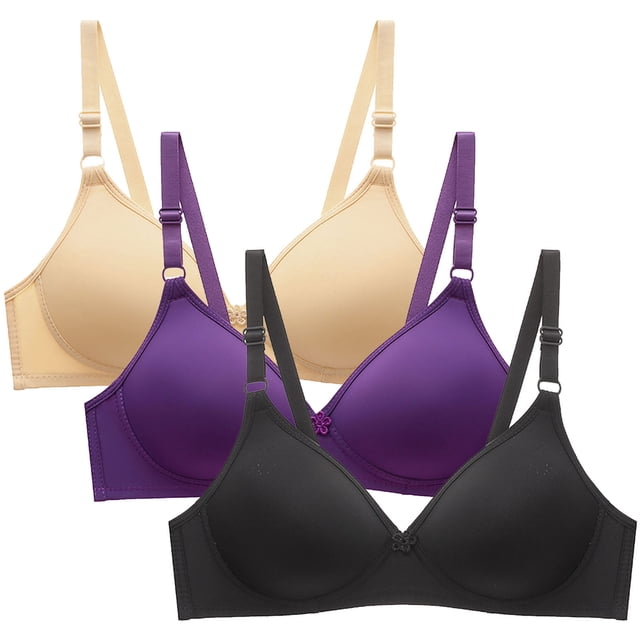 Aboser Womens Lightly Wireless Bras 3 Pack Smooth T-shirt Bra Body Hugging Lift Up Bralettes Full Coverage Support Bra Stretch Fit Everyday Bralettes