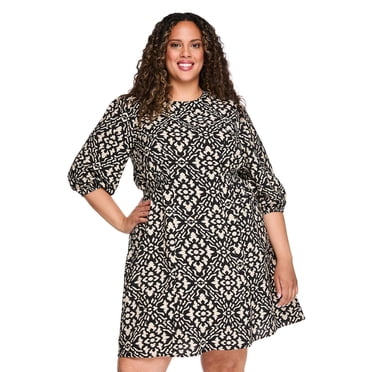 Robe ajustée et évasée à manches longues Lane Bryant Plus pour femmes