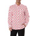 thumbnail image 1 of INSPIRE CHIC Men's Shirt Polka Dots Pattern Point Collar Long Sleeve Button Down Shirt 46 Pink, 1 of 6