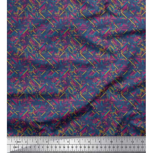 Soimoi Tissu de Crêpe de polyester Check & Texture Tissus Imprimés par Yard 52 Pouces de Large