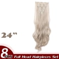 thumbnail image 2 of Full Head Clip Synthetic in Hair Extensions 8 Piece 18 Clips Hairpiece Long Curly Straight, 2 of 5