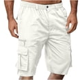 thumbnail image 1 of Babysbule Mens Cargo Shorts Casual Button Zipper Solid Knee Length Cargo Pants With Pocket Straight Button Zipper Shorts, 1 of 6