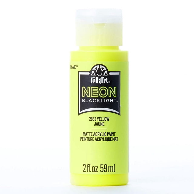 Folkart Neon Acrylic Paint, Yellow, 2 fl oz