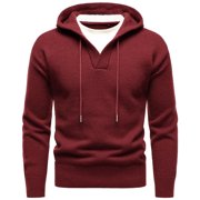 cfhntfmh Mens Hoodies Knit Sweater Pullover Casual Long Sleeve Sweaters Loose Fit Knit Hooded Men Sweater Outwear
