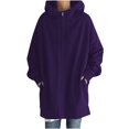 thumbnail image 4 of cllios Chandails à Capuche pour Femmes Vestes de Survêtement à Fermeture Éclair Col Ras du Cou Grande Taille Manches Longues Manteau Uni Coupe Classique Veste à Capuche, 4 of 8