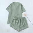 thumbnail image 4 of cfhntfmh Womens Pajama Sets Pj Set Cute Heart Print Short Sleeve Button down Shirt with Shorts 2 Piece Pjs Set, 4 of 4