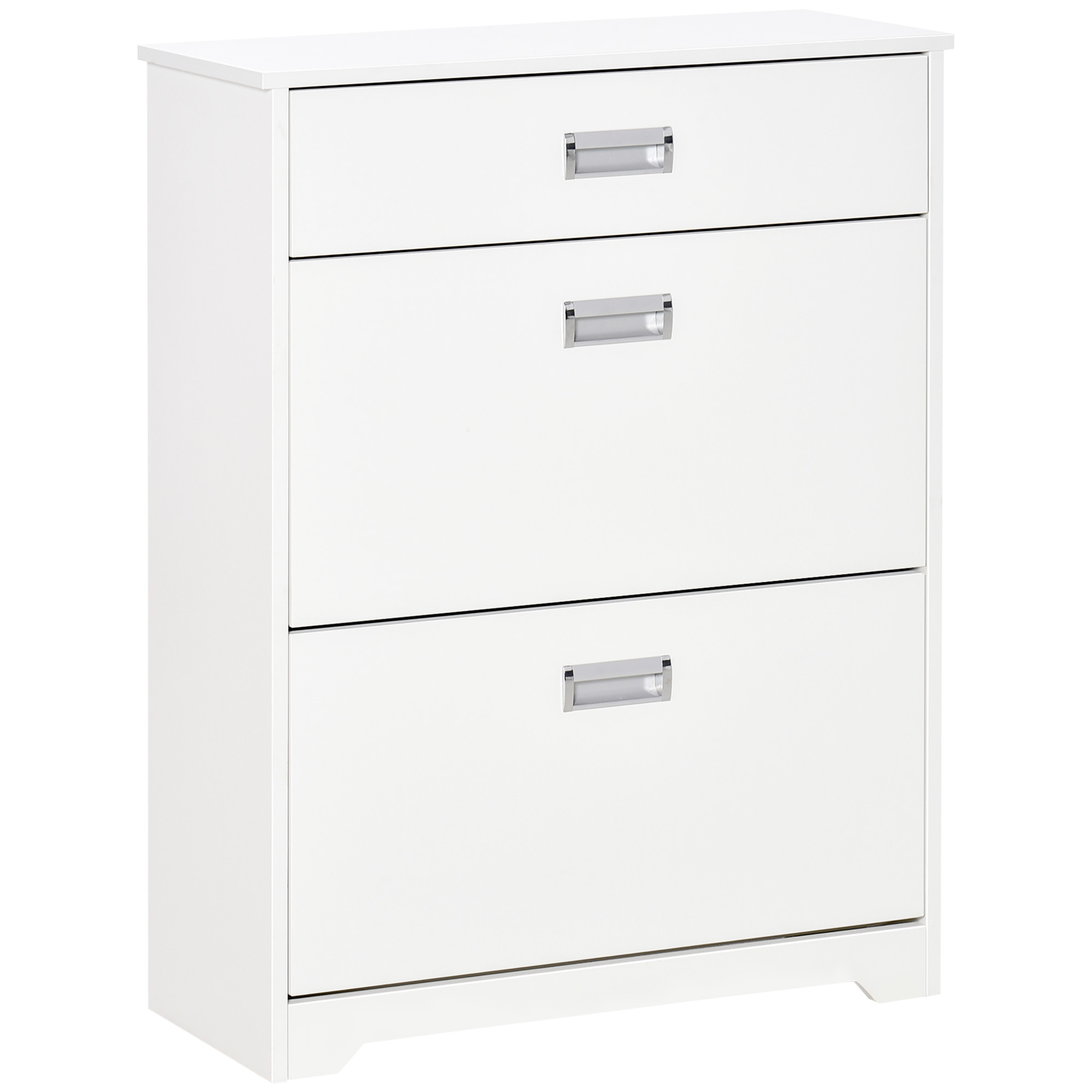 HOMCOM Armoire à Chaussures Moderne avec 3 Tiroirs pour 16 Paires de Chaussures Blanc