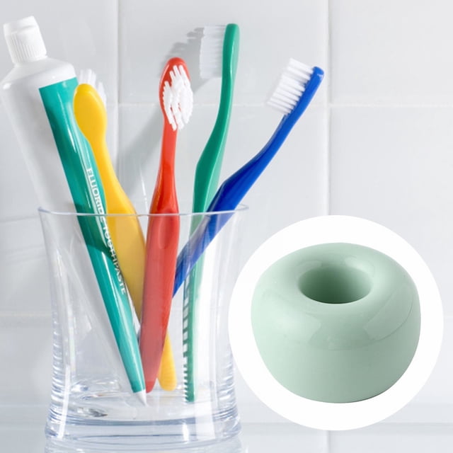 WIFKLSIIPG Urbanstrive Sleek Mini Ceramics Toothbrush Holder Stand for Bathroom Vanity Countertops(Green)