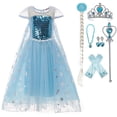 thumbnail image 1 of HAWEE Robe de Costume de Princesse Elsa à Paillettes pour Filles Reine des Neiges avec Accessoires, 1 of 7