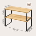 thumbnail image 4 of SONGMICS 2 Pack Cabinet Organizer Shelf, Kitchen Counter Shelves, Kitchen Storage, Spice Rack, Stackable, Expandable, Metal and Engineered Wood, Ink Black and Natural Beige, 4 of 8