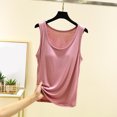 thumbnail image 2 of Débardeur pour Femme avec Soutien-Gorge Intégré, Camisoles Sans Manches pour Femmes Couleur Unie Col Rond Camisole Décontractée, Haut de Détente Doux pour Dormir pour l'Été, 2 of 9
