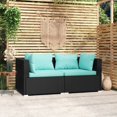 thumbnail image 1 of vidaXL 2-Seater Sofa with Cushions Black Poly Rattan, 1 of 5
