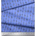thumbnail image 3 of Soimoi Blue Heavy Satin Fabric Floral Alphabet Text Decor Fabric Printed Yard 56 Inch Wide, 3 of 5