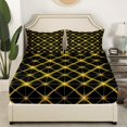 thumbnail image 3 of Erosebridal Neon Geometric Bed Sheets Set Full Size, Yellow Abstract Bed Sheets Full, Futuristic Honeycomb Decor, 3 of 7