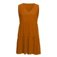 thumbnail image 4 of Penkiiy Robe Tunique d'Été pour Femme Sans Manches à Col en V Décontractée Ample Fluide Évasée Robe Débardeur L Orange, 4 of 8