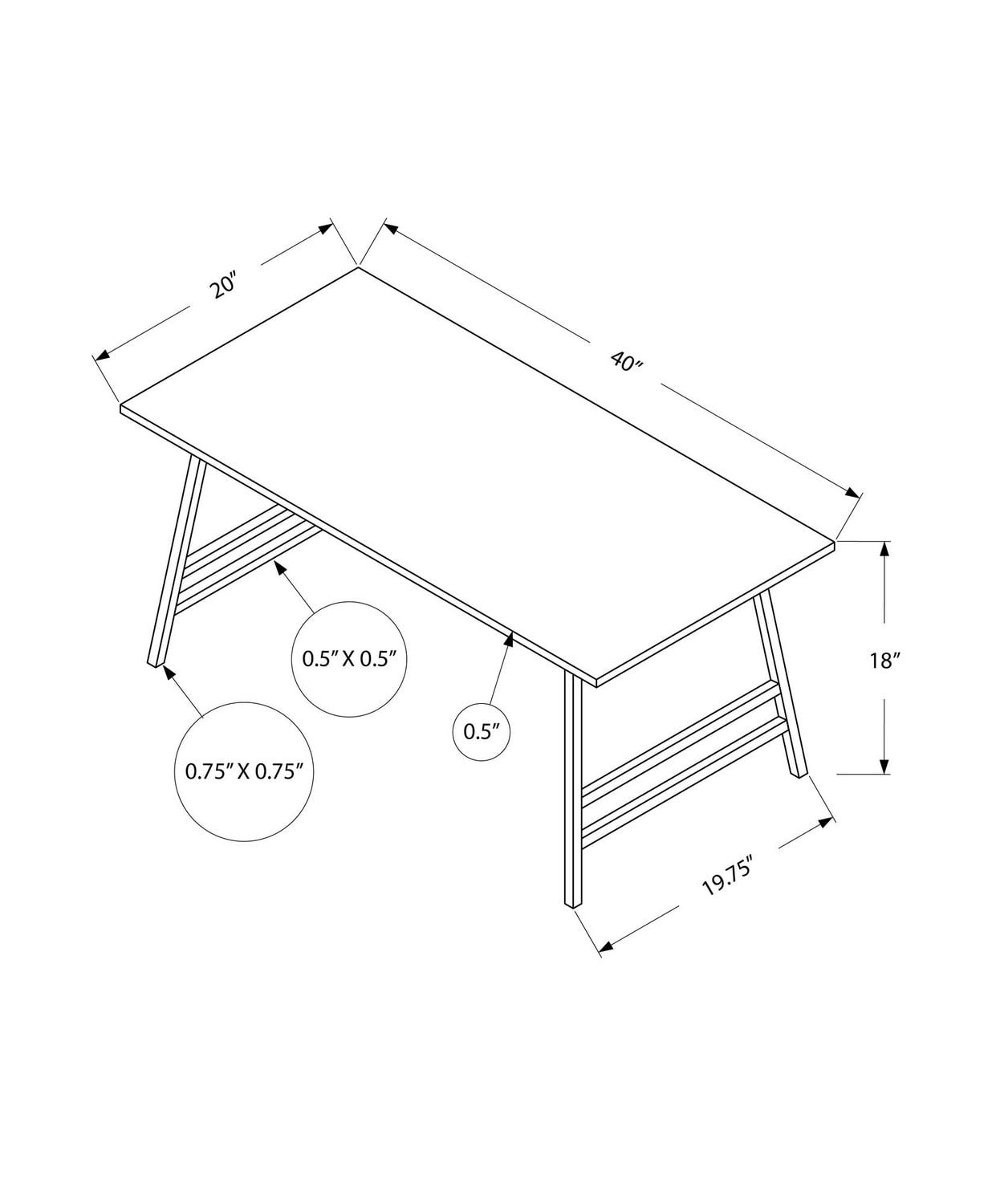 Monarch Specialties Table A Café, Accent, Cocktail, Rectangulaire, Salon, 40"l, Métal, Stratifié, Brun, Noir, Contemporain, Moderne