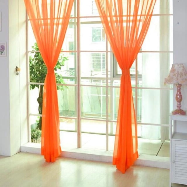 TIMIFIS Home Decor 2 PCS Pure Color Tulle Door Window Curtain Drape Panel Sheer Scarf Valances OR DecorFall