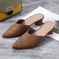 thumbnail image 5 of NAOJIE Mules à Talon Épais à Bout Pointu Fermé pour Femmes, Mode, Tige Rayée, Sandales Décontractées Confortables - Brun - 39, Pointed Toe Mule, Mules à Talon Bas, Mules à Bout Pointu pour Femmes, 5 of 5