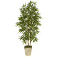 thumbnail image 1 of Nearly Natural 65" Bamboo Artificial Tree - Country White Planter - Green/White, 1 of 3