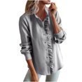 thumbnail image 1 of Pisexur Women's Chiffon Ruffle Blouse Solid Color Long Sleeve Button Down Elegant Collar Neck Shirts Tops, 1 of 8