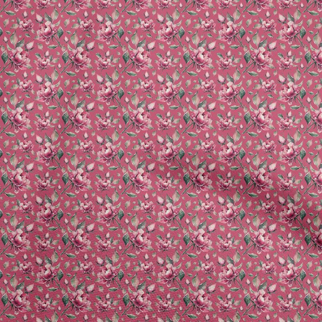 oneOone Rayon Pink Fabric Florals Sewing Craft Projects Fabric Prints By Yard 56 Inch Wide