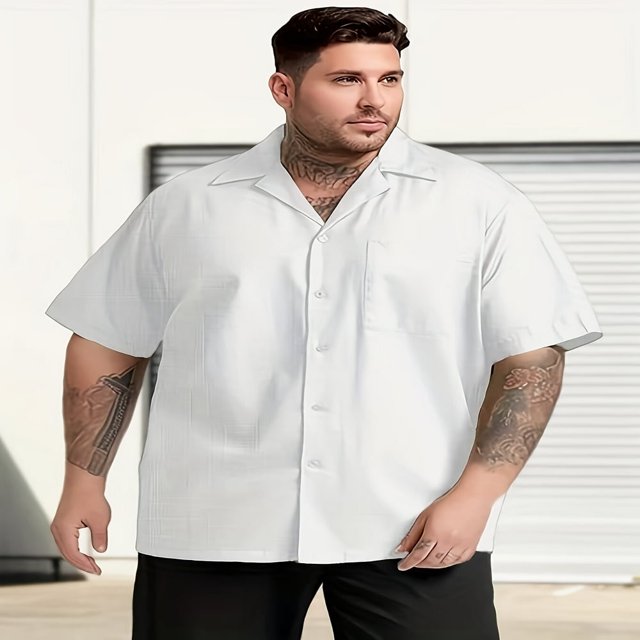 Chemise Classique à Manches Courtes pour Hommes Grande Taille Confort Signature Flex