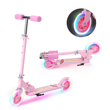 Welmotive Trottinette pour Enfants de 3 à 8 Ans – Trottinettes à Propulsion pour Garçons et Filles avec Roues Lumineuses, Portatives, Légères, Conception Pliable avec Système de Réduction et Guidon à Hauteur Ajustable, jusqu'à 110 Lb
