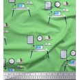 thumbnail image 1 of Soimoi Green Silk Fabric Monitor,Books & Study Table Education Theme Print Sewing Fabric Yard 42 Inch Wide, 1 of 3