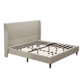thumbnail image 4 of Noble House King Size Upholstered Bed Frame with High Headboard, 12-Slat Support, Easy Assembly, Linen Fabric, Beige, 4 of 4
