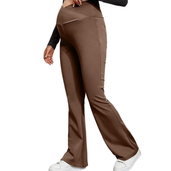 High Waist Leggings, Solid Color Support Belly Strap High Waist Slim Flared Long, Maternity Yoga Pants