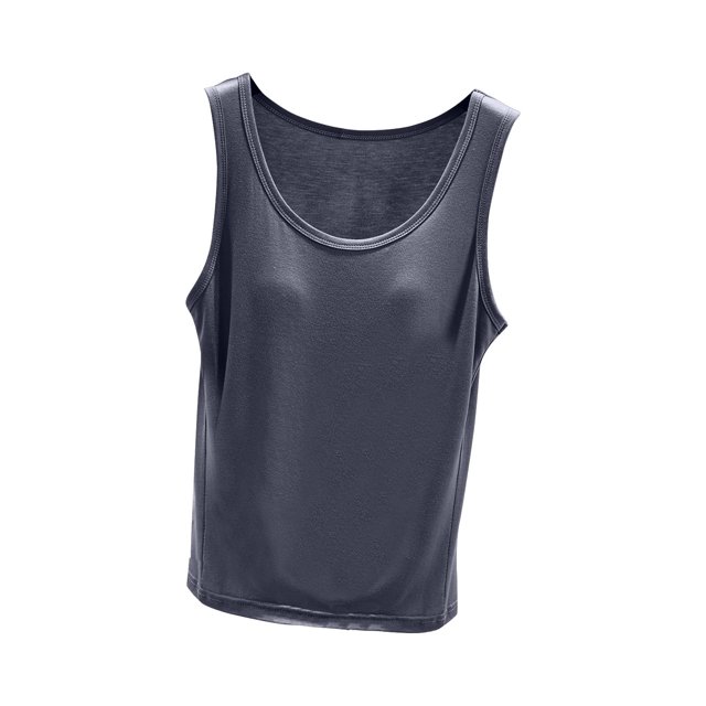 Débardeur pour Femme avec Soutien-Gorge Intégré, Camisoles Sans Manches pour Femmes Couleur Unie Col Rond Camisole Décontractée, Haut de Détente Doux pour Dormir pour l'Été