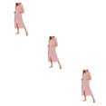 thumbnail image 3 of yingyy 1/2/3 Polyester Robe de Nuit pour Femmes Décontractée de Remplacement Col Rond Manches Longues Double Poche Respirante Peignoir de Maison Vêtement de Nuit Rouge TG 3 Pcs, 3 of 6