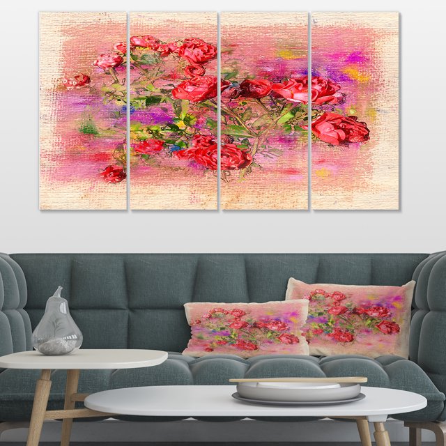 Roses Pastel Chalk Illustration - Floral Art Canvas Print