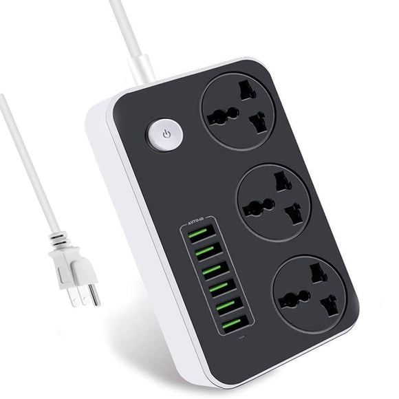 Power Strips with USB Ports 3 Way Outlets 6 USB Ports Surge Protection Power Strip Universal Power Socket with 6ft Bold Extension Cord