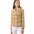 thumbnail image 2 of INSPIRE CHIC Caban Court d'Hiver pour Femme à Revers Cranté en V, Double Boutonnage, 2 of 7