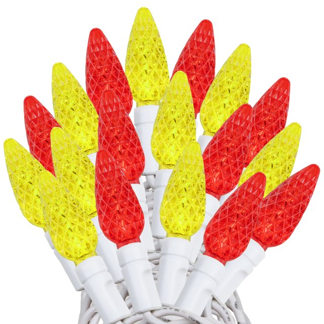 Novelty Lights 24FT 70 LED C6 Mardi Gras String Lights, Red & Yellow