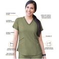 thumbnail image 3 of Adar Pro Heather Sarraus pour Femmes - Haut de Sarrau Moderne à Col en V - P7002H - Heather Olive - TTP, 3 of 7