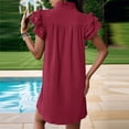 thumbnail image 3 of FcBaudy Robe à Manches Courtes à Col en V, Robes d'Été pour Femmes, Robes pour Femmes Mode Robe Décontractée pour Femmes - Robe à Col en V à Manches Courtes Longue Robe à Taille Longue Jupe Plissée en Soie Glacée pour Dames, 3 of 5