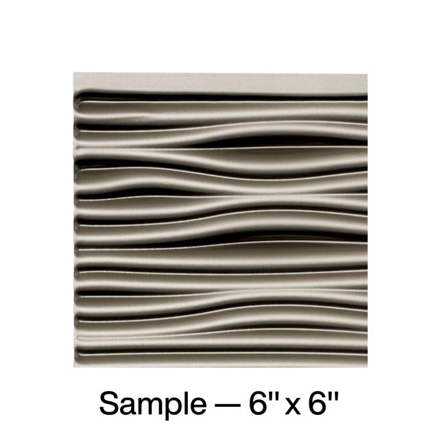 FASÄDE Waves Decorative Vinyl Backsplash Panel in Brushed Nickel (6X6 Inch Sample)