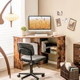thumbnail image 2 of Costway Corner Computer Desk Triangle Writing Workstation w/Storage Shelf Rustic, 2 of 10