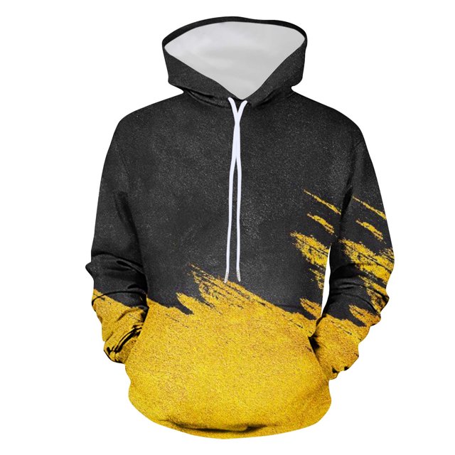 XZNGL Mens Hooded Sweater Non Positioning Color Matching Print Pullover Casual Long Sleeved Top