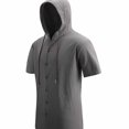 thumbnail image 4 of RXMEKW Cardigan à Capuche Léger en Polyester pour Hommes, Haut Décontracté à Manches Courtes à Boutons devant pour Hommes, Coupe Régulière, 4 of 9