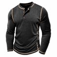 thumbnail image 4 of RXIRUCGD Chemise Décontractée pour Homme à Couleur Unie, Boutonnée, Col Rond, Manches Longues, Noir, Taille : L, 4 of 9
