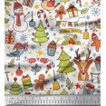 thumbnail image 1 of Soimoi Velvet Fabric Gift Box,Snowman & Tree Christmas Printed Craft Fabric by the Yard 58 Inch Wide, 1 of 3